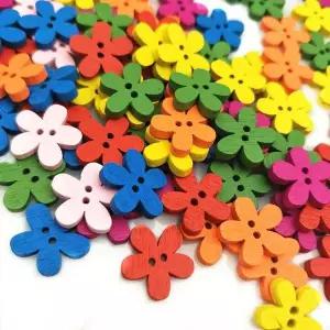 [RIZPICK]꽃단추100set 공예 바느질 디자인 구멍 의류인형 놀이