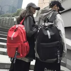 남여공용 가방 가방 스트랩 남여공용 포인트 레터링 백팩 베이직
