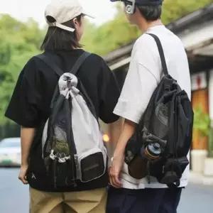 남여공용 가방 가벼운 복조리백팩 라이딩 아웃도어 스트링 메쉬 백팩