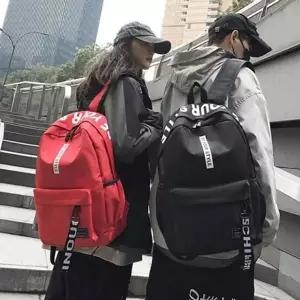 남여공용 가방 레터링 패션 캐주얼 여자 남자 백팩 스트랩 가방 패션