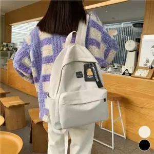 남여공용 가방 소형 백팩 심플한 캐릭터 패치지퍼 캐주얼 남녀공용