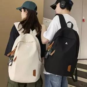 남여공용 가방 중고등 백팩 대학생 심플 둥근형 자수 캐주얼 심플함