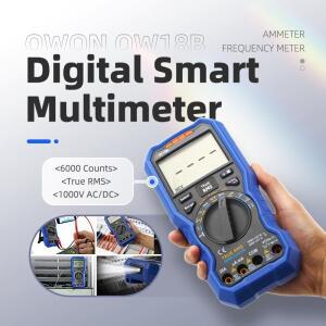 OWON OW18B 디지털 스마트 멀티미터 6000 카운트 블루투스 트루 RMS 1000V AC DC 전압 테스터 전류계 주파