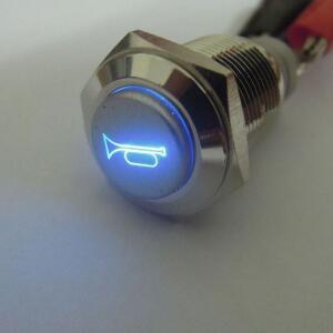 메탈 알루미늄 스위치 자동차 보트 스피커 벨  LED 순간 푸시 단추 16mm