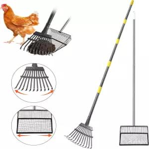 배변용 치킨 스쿠퍼 2개 조절 가능한 무거운 0인치 너비 삽 면적 36668인치 길이의 와 이빨 닭장 갈퀴