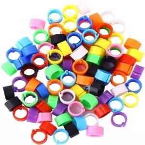 00Pcs 0색 가금류 다리 밴드 닭 오리 새를 위한 8mm 조절 가능한 클립온 ID 링 다색 농장 동물 식별 마커