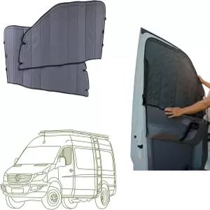 메르세데스벤츠 NCV3용으로 설계된 VanEssential 단열 자기 암막 앞문 창문 커버(페어)(밴이어 2007208)
