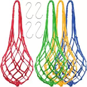 멜리소어 4pcs 치킨 야채 걸이 공급기 폴리에스터 스트링 백 금속 고리 포함 가금류 암탉 오리(4가지