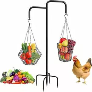 2팩 걸이식 치킨 피더 접이식 65인치 대형 가금류 채소 425인치 5개 갈래 베이스 헤비 듀티 양치기 후크 쿱