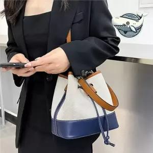 스타일리시 미니 캔버스 크로스백 세련된 버킷백 대학생복조리백 미니버킷백