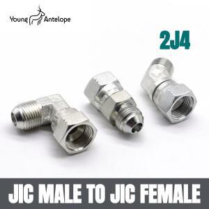 JIC 스레드 내부 및 외부 유니온 2J4 유압 45 ° 팔꿈치 74도 콘 조인트 튜브 전환 피팅