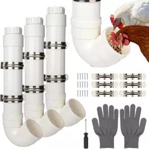 Homar 3pc 자동 PVC 치킨 공급기 폐기물 없음 6lb 대용량 헤비 듀티 쥐 방지 파이프 튜브 협동 가금류