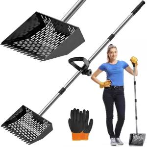 치킨 똥 스쿠퍼 레이크 2in 조절 가능한 쿱 푸퍼 삽 3562인치 쿱/염소 가판대/안정 청소 도구를 위한 체에