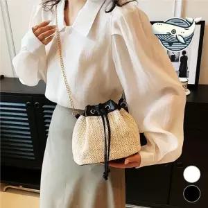 여름 필수 버킷백 체인 크로스백 왕골 텍스처 여름가방 버킷백 여름버킷백 미니버킷백