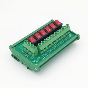 DIN 레일 마운트 AC 125V 로커 스위치 배전 스트립 모듈 6 채널 다중 연결 지원