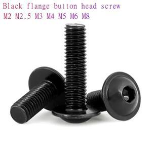 2pcs-50pcs M2 M2.5 M3 M4 M5 M6 M8 M10 육각 소켓 플랜지 단추 머리 나사 10.9 고강도 검정색 알렌 볼트