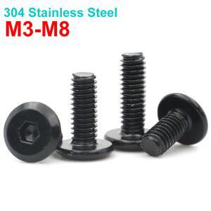 10/20/50pcs M3 M4 M5 M6 M8 검정색 304 스테인레스 스틸 육각 소켓 끝면 평면 머리 나사 볼트 다운 사이드