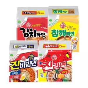 [오뚜기] 진라면 5봉 + 진비빔면 4봉 + 참깨라면 4봉 + 김치라면 5봉e..[35949575]