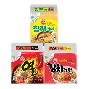 [오뚜기] 열라면 5입 + 김치라면 5입 + 참깨라면 4입e[35949586]