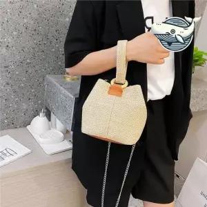 여성 밀짚 손목가방 크로스백 편안한 소지품 손목고리 밀짚 ULG ELG 손목 왕골