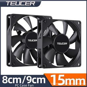 Teucer 8cm/9cm PC 케이스 팬 12V/4Pin PWM 대형 풍량 슬림 15mm Thinckness 유압 베어링 저소음 섀시 냉각