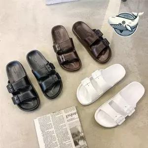 편안한 커플 슬리퍼 일상 데일리 버클 플랫 남녀공용 버클 플랫 커플