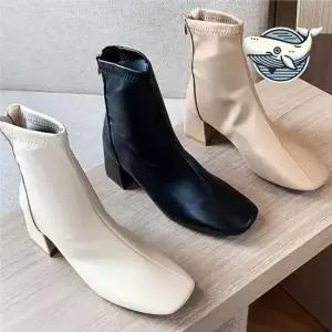 트렌디 슬림 삭스부츠 여성앵클 힐 뒷지퍼 뒷지퍼 삭스부츠 슬림 앵클힐 여성앵클부츠