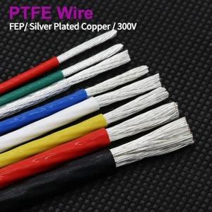 1/5M 실버 도금 PTFE 와이어 FEP 절연 10/11/13/14/18/20/22/24/25/28/30AWG DIY 3D 프린터 용 고순도 OFC