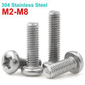 50/10pcs 크로스 둥근 머리 나사 M2 M2.5 M3 M4 M5 M6 M8 A2-70 304 스테인레스 스틸 필립스 호환 팬 볼트