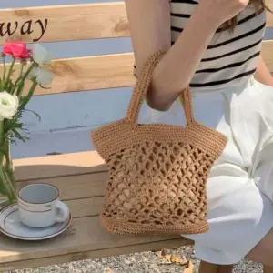 여성 내쥬철 손 뜨개 디자인 포인트 데일리 니트백