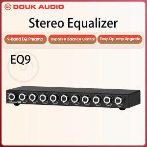 Douk Audi 호환o HiFi EQ9 9밴드 스테레오 프리앰프 아날로그 이퀄라이저 가정용/자동차용 오디오 프로세서