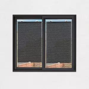 롤 블라인드 창문 방염 암막스크린 도트블랙 37X125cm 붙이는커튼 (WBA343F)