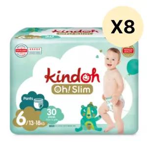 킨도 오슬림 팬티형 통잠 아기 기저귀 6단계 30매 8팩 BNS
