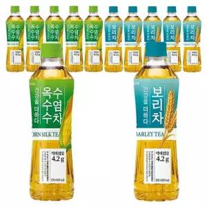롯데 더하다 옥수수수염차 500ml 6개+보리차 500ML 6개 (총12개)