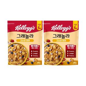 켈로그 고소한큐브 현미 그래놀라 500g, 2개
