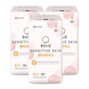 좋은느낌 센서티브스킨 팬티라이너, 롱, 36매, 3개