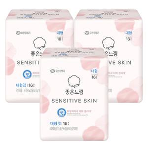 좋은느낌 센서티브스킨 날개형, 대형, 16매, 3개