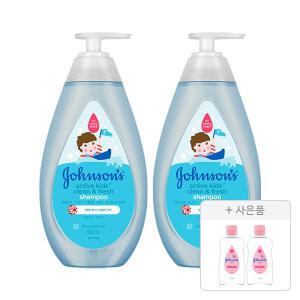 존슨즈 키즈 액티브 프레시 샴푸 500ml, 2개 + 증정(베이비오일 125ml, 2개)