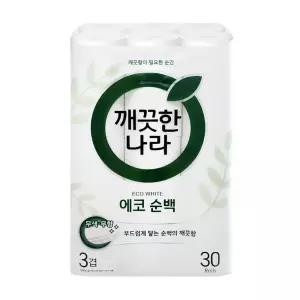 깨끗한나라 에코 순백 3겹데코 30m 30롤
