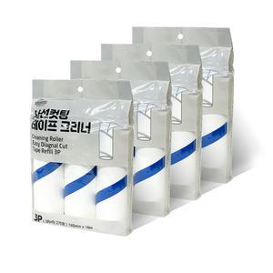 [롤당90회]사선컷팅 테이프크리너 리필 12개 돌돌이 롤클리너 찍찍이 먼지테이프