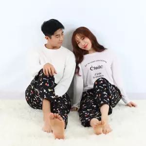 면100% 커플 파자마 바지 국내생산 사이즈 선택 가능 블랙 파티스누피