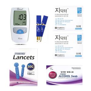 올메디쿠스 지닥터 혈당측정기 풀세트 (혈당측정기+채혈기+시험지100매+채혈침110개+알콜솜100매+파우치)
