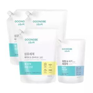 [궁중비책][가성비 리필세트] 궁중비책 섬유세제 리필 1500ml x3개 + 식기세정제 400ml x1개