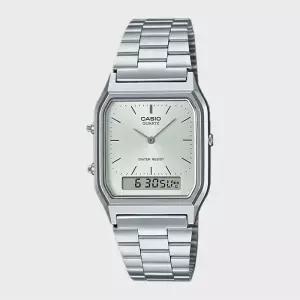 CASIO 카시오 AQ-230A-7A 아날로그 듀얼 전자시계 실버