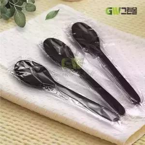 일회용 숟가락 170mm 완전개별 낱개포장 검정 1500개 / CI