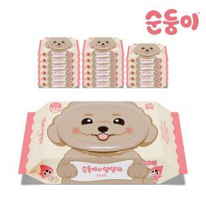 [순둥이] 댕댕이 강아지물티슈 베이직 휴대 캡형 20매 18팩 (cDGB휴18)