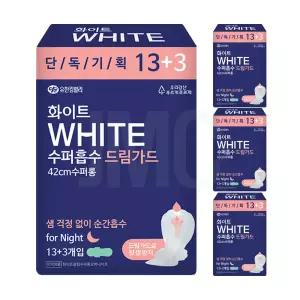 화이트 수퍼흡수 드림가드 42cm 수퍼롱 오버나이트, 13+3개입, 4개