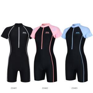 (Z2461~Z2463) 여아동11호~19호(성인44/55) 올인원 반팔3부 집업슈트반신수영복_라인몰여아수영복/생존수영복