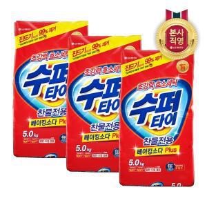 [엘지생활건강]수퍼타이 찬물 전용 분말 효소 세탁세제 일반드럼 겸용 리필 5KG x 3개..