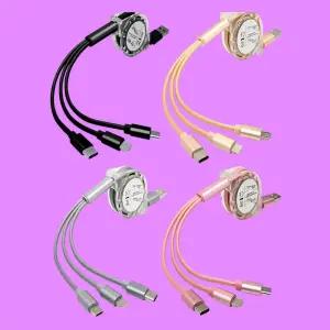 3in1 USB 5핀 핸드폰 휴대폰 스마트폰 C타입 C핀 멀티 릴 케이블/가정용/동시/충전/충전선/캐이블/사무실